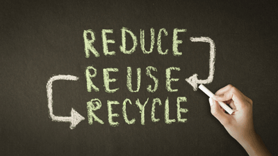 chalk board sign that says reduce, reuse, recycle